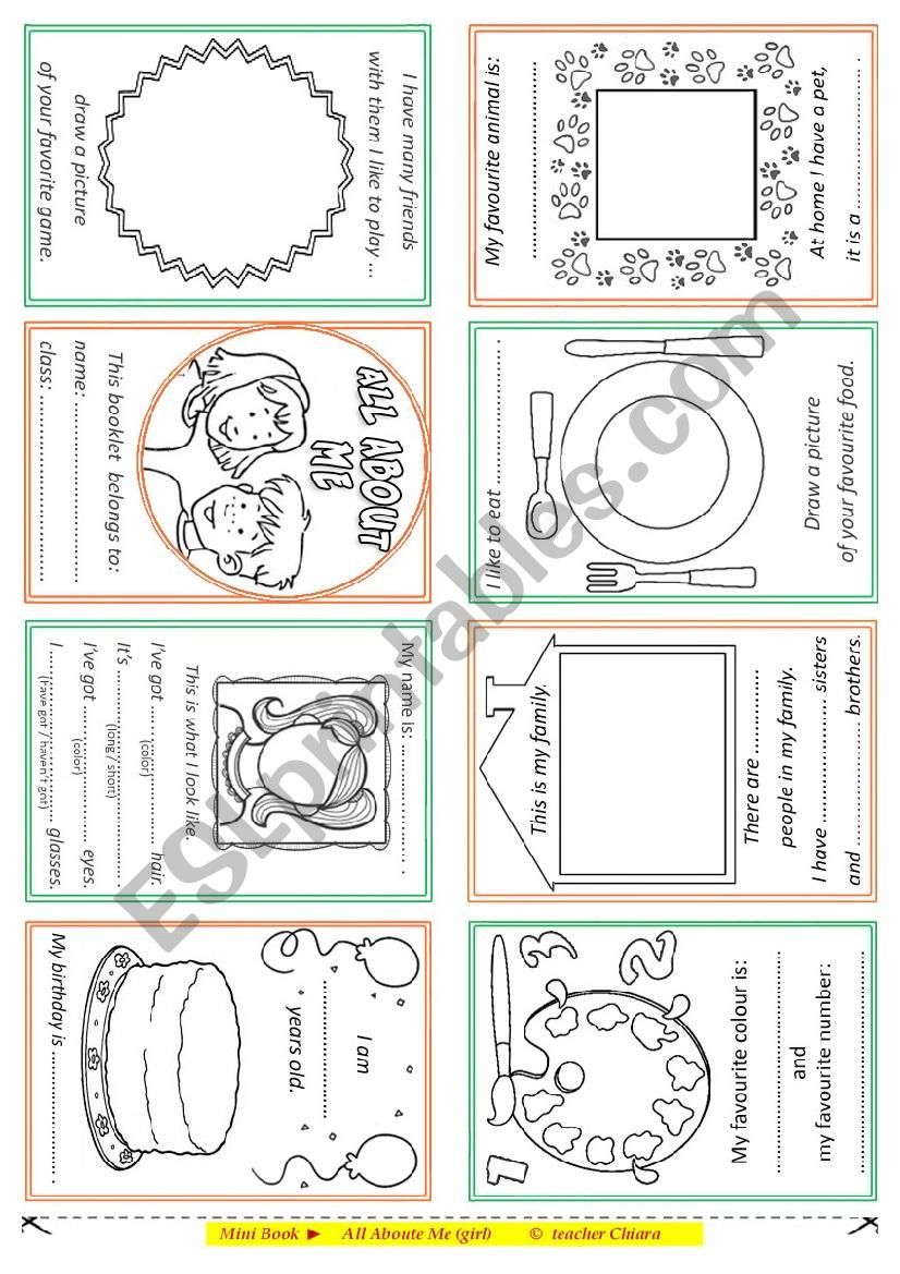 All About Me worksheet