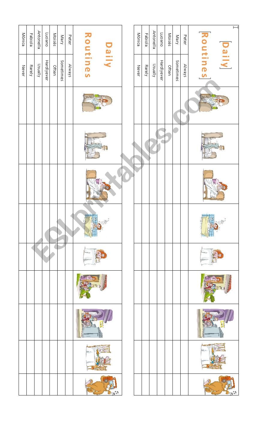 Simple Present Battleship worksheet