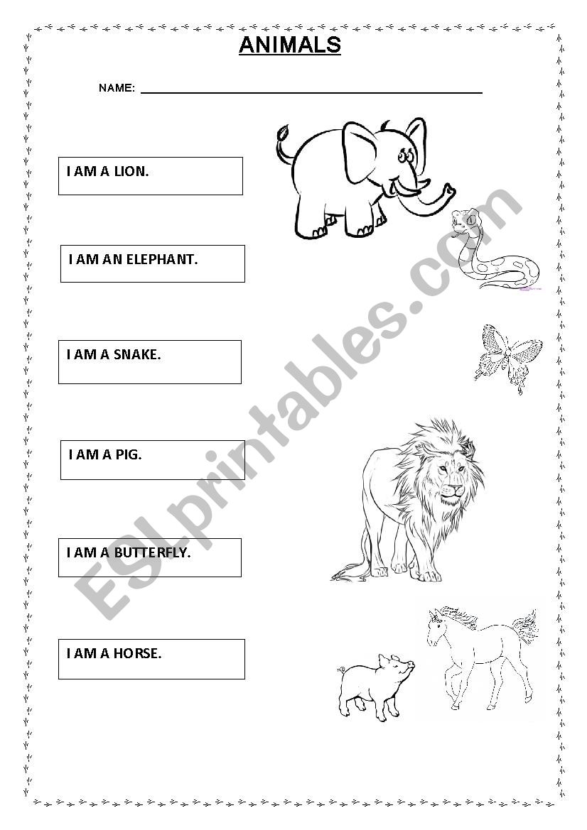 ANIMALS worksheet