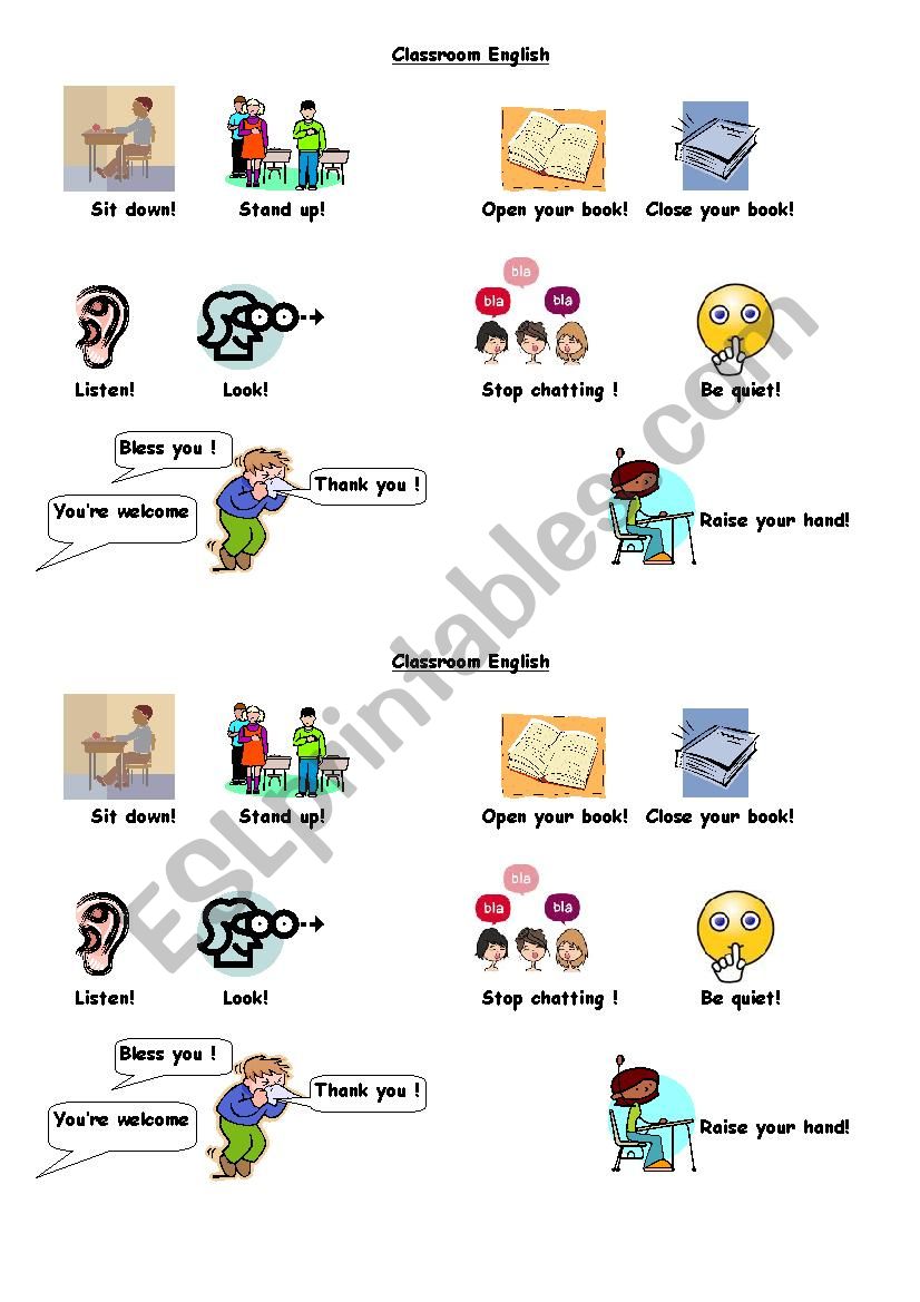 classroom english worksheet