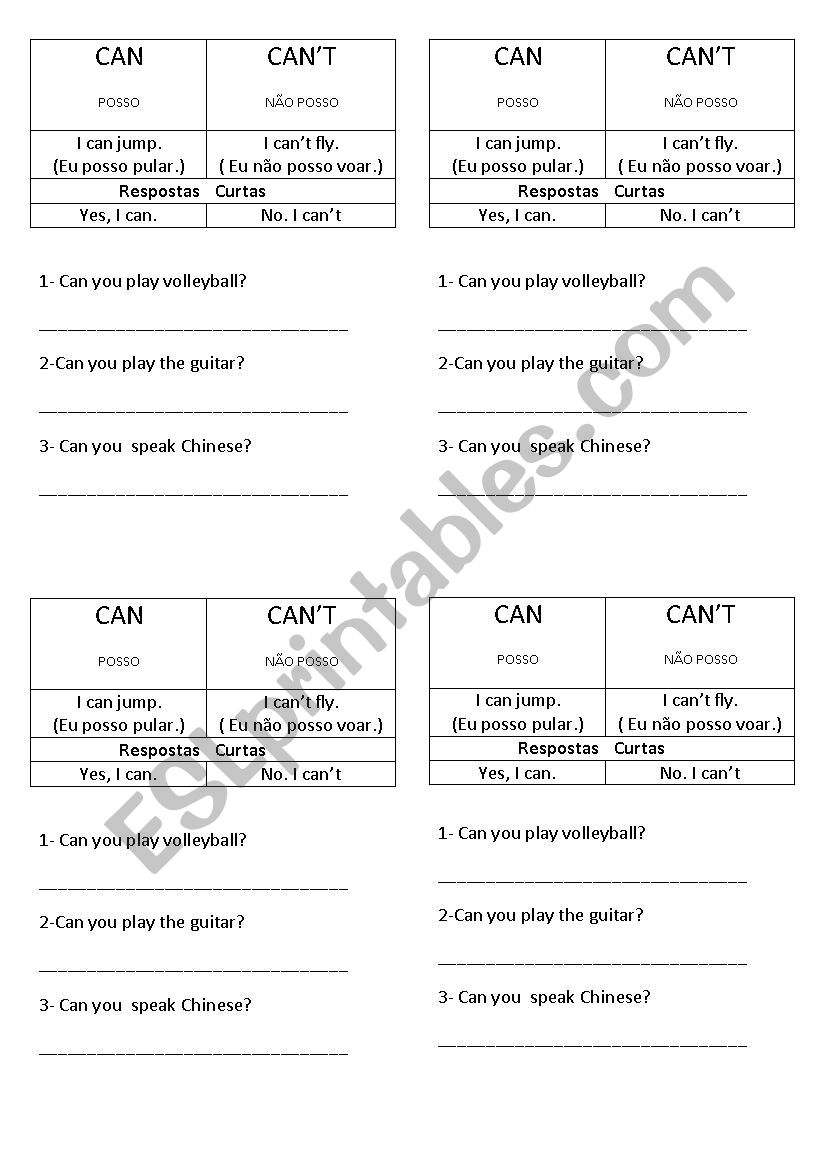 CAN- CANT worksheet