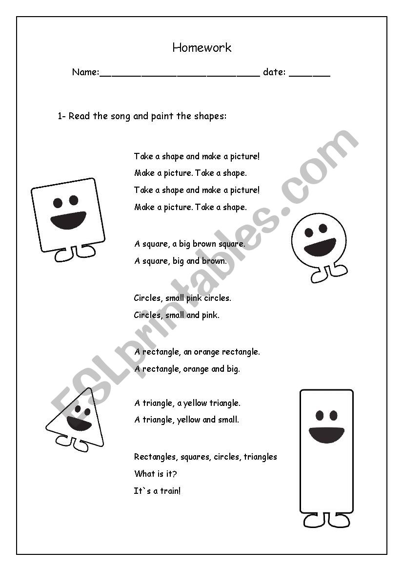 Shapes worksheet