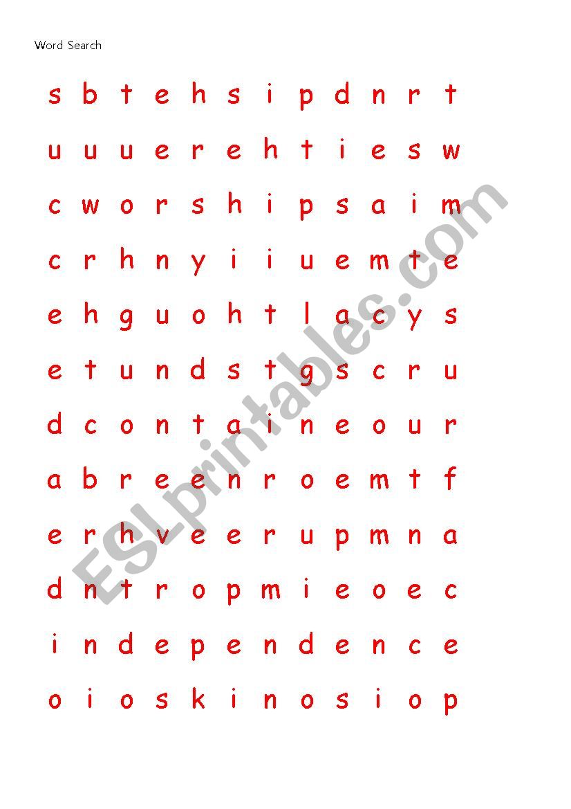 word search worksheet