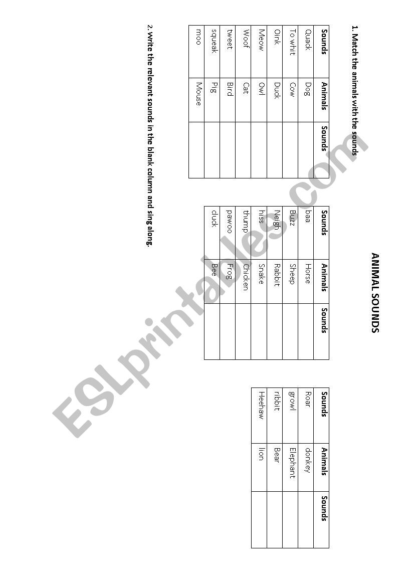 ANIMAL SOUNDS worksheet