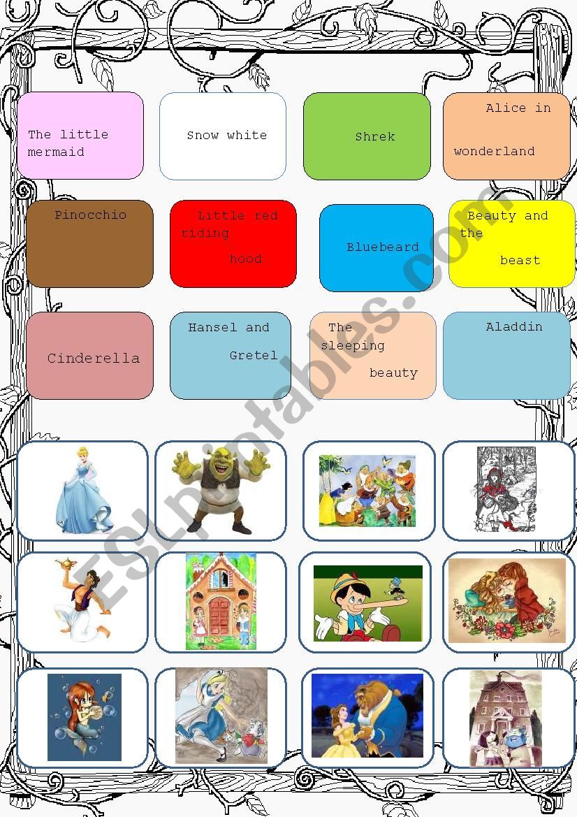 fairy tales / reading comprehension/ matching exercises
