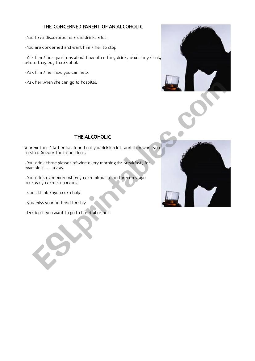 Role Play Alcoholism worksheet
