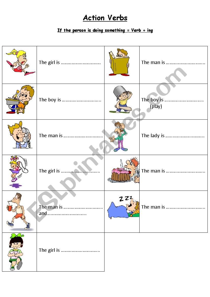 Action verb worksheet worksheet