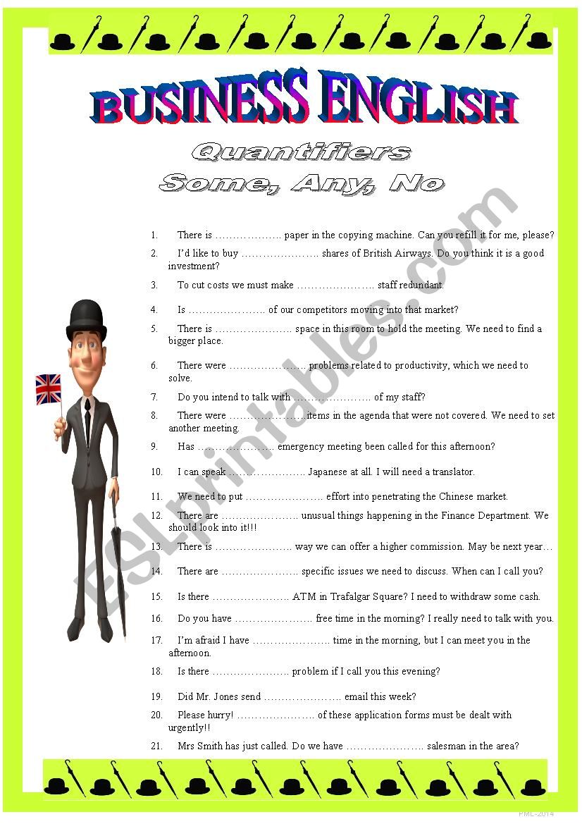 BUSINESS ENGLISH 5 - Quantifiers