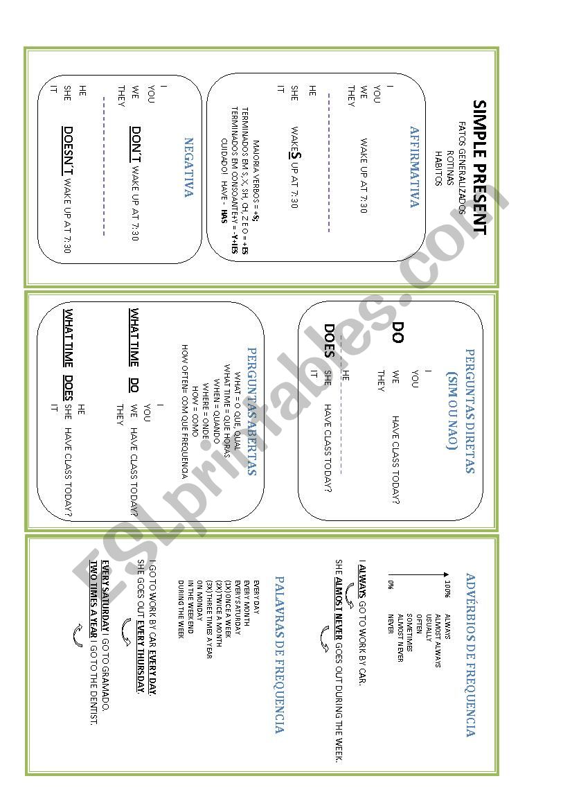 simple present bookmark worksheet