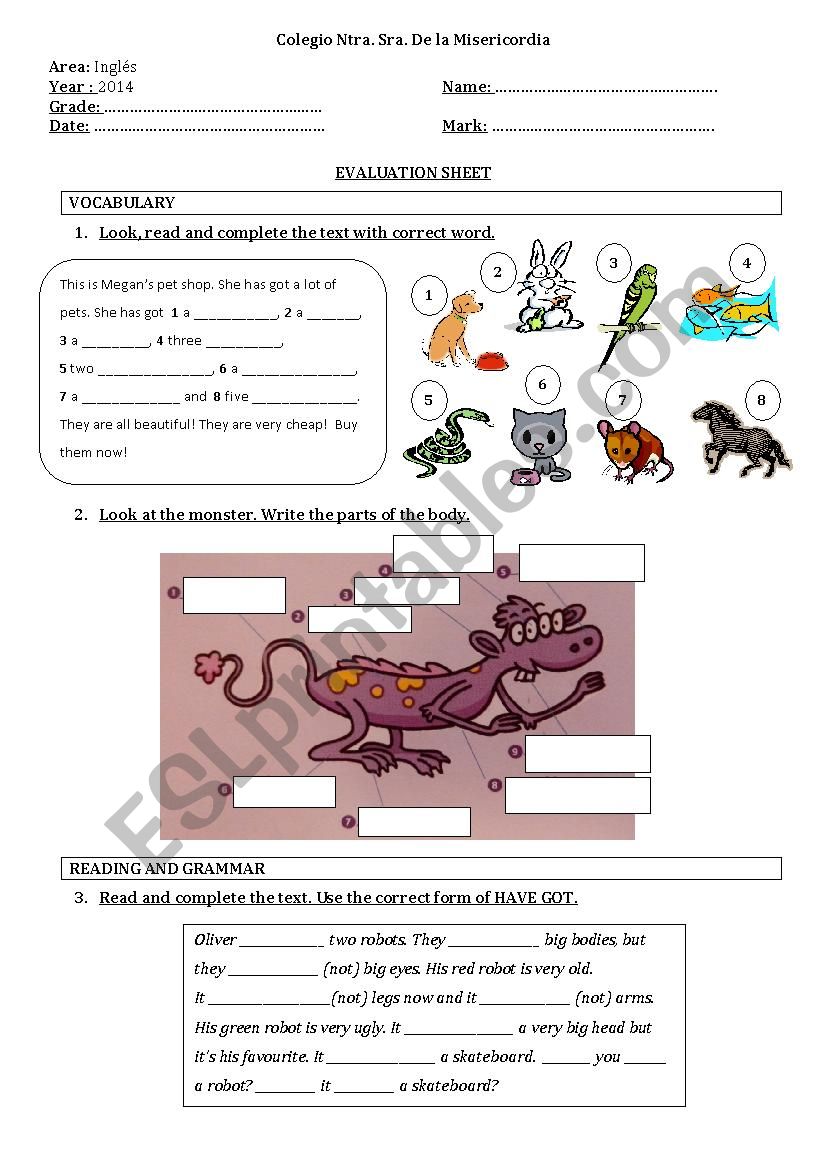 test for 7th grade TO BE vs HAVE GOT