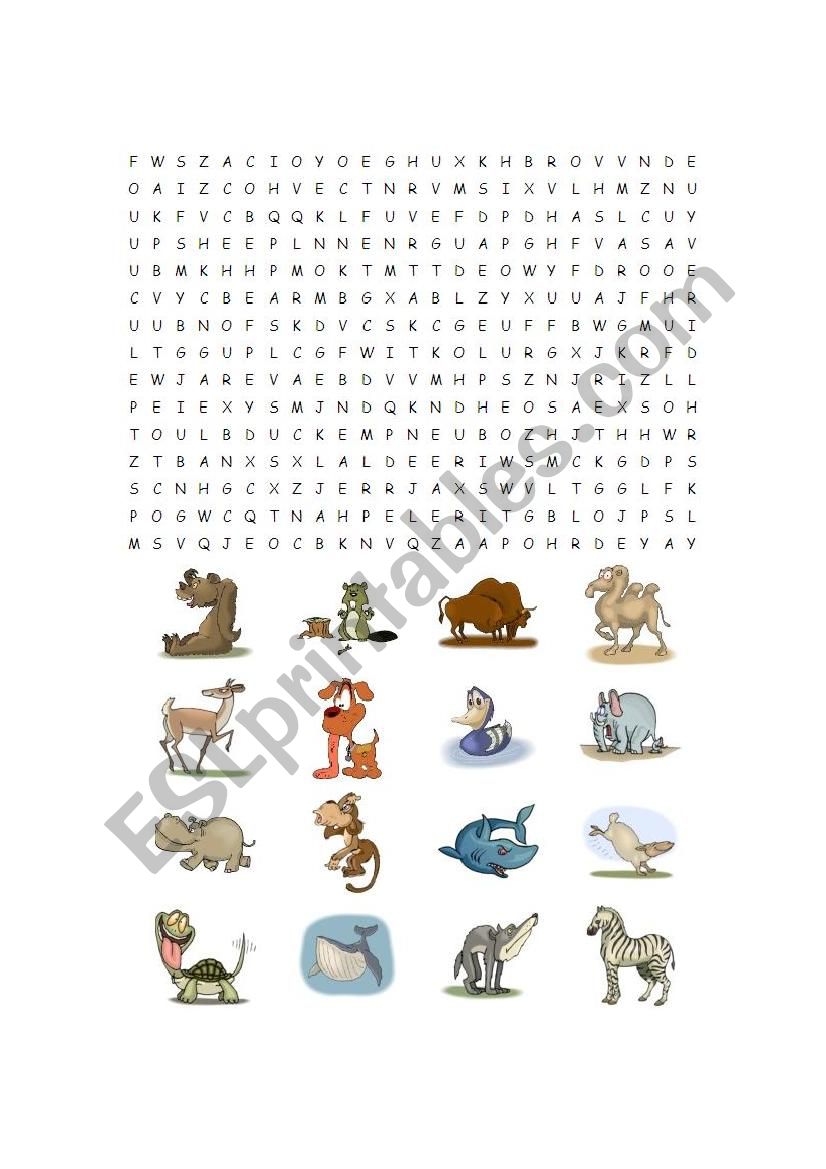 Word Search - Animal worksheet