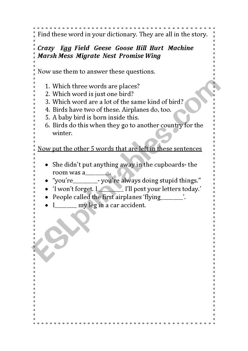 Short dictionary Exercise  worksheet