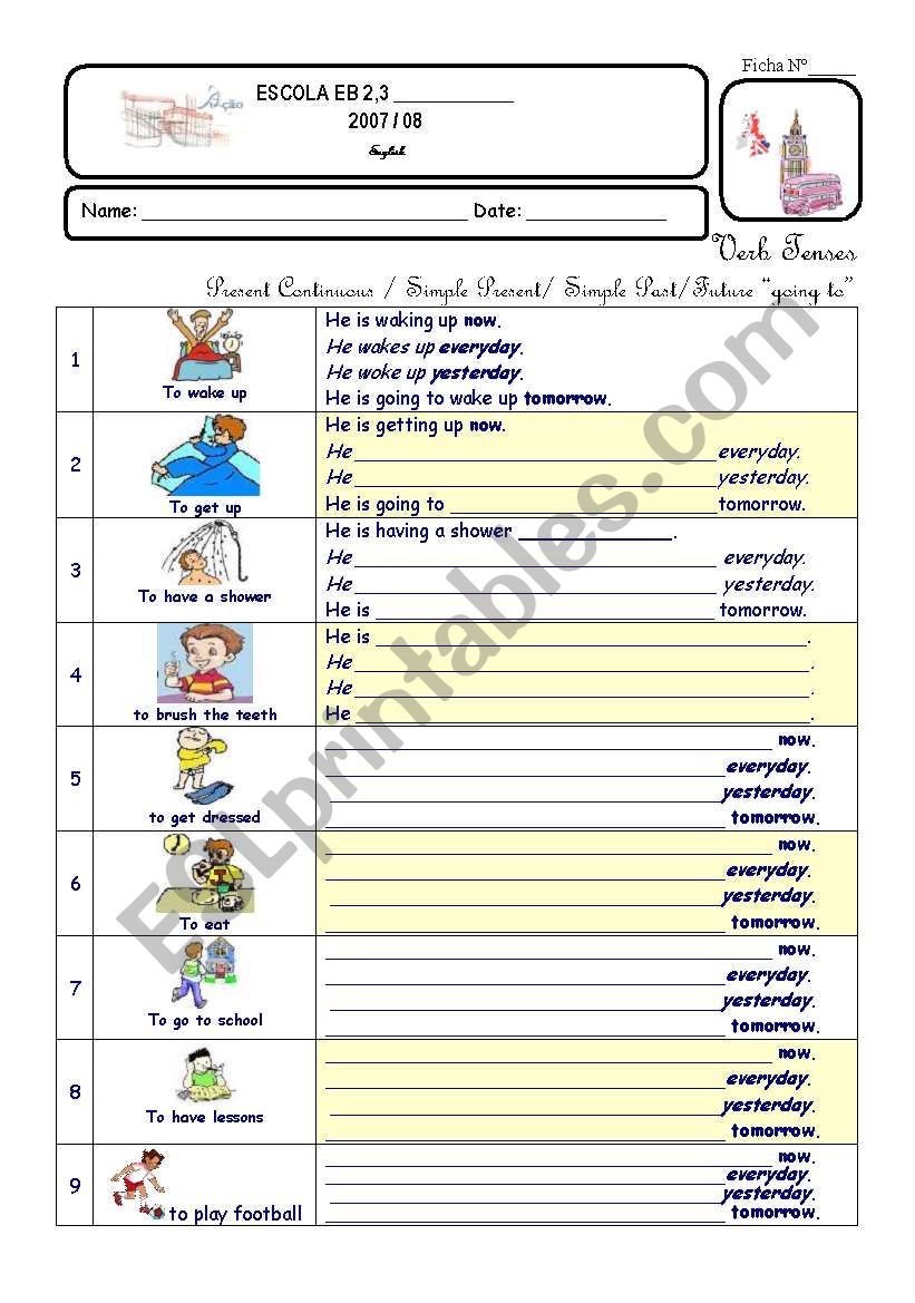 Revision work - verb tenses and writing