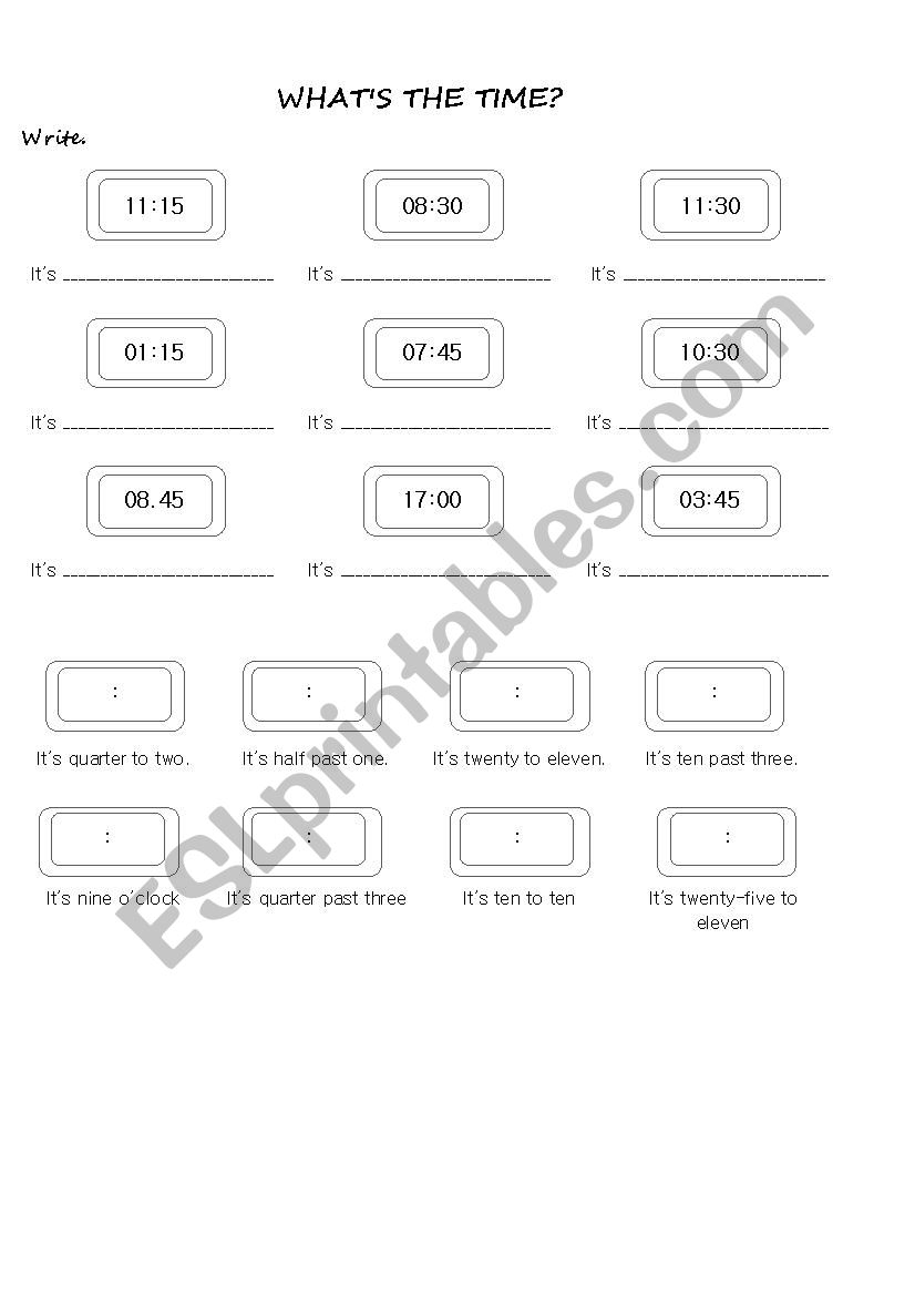 Whats the time? worksheet