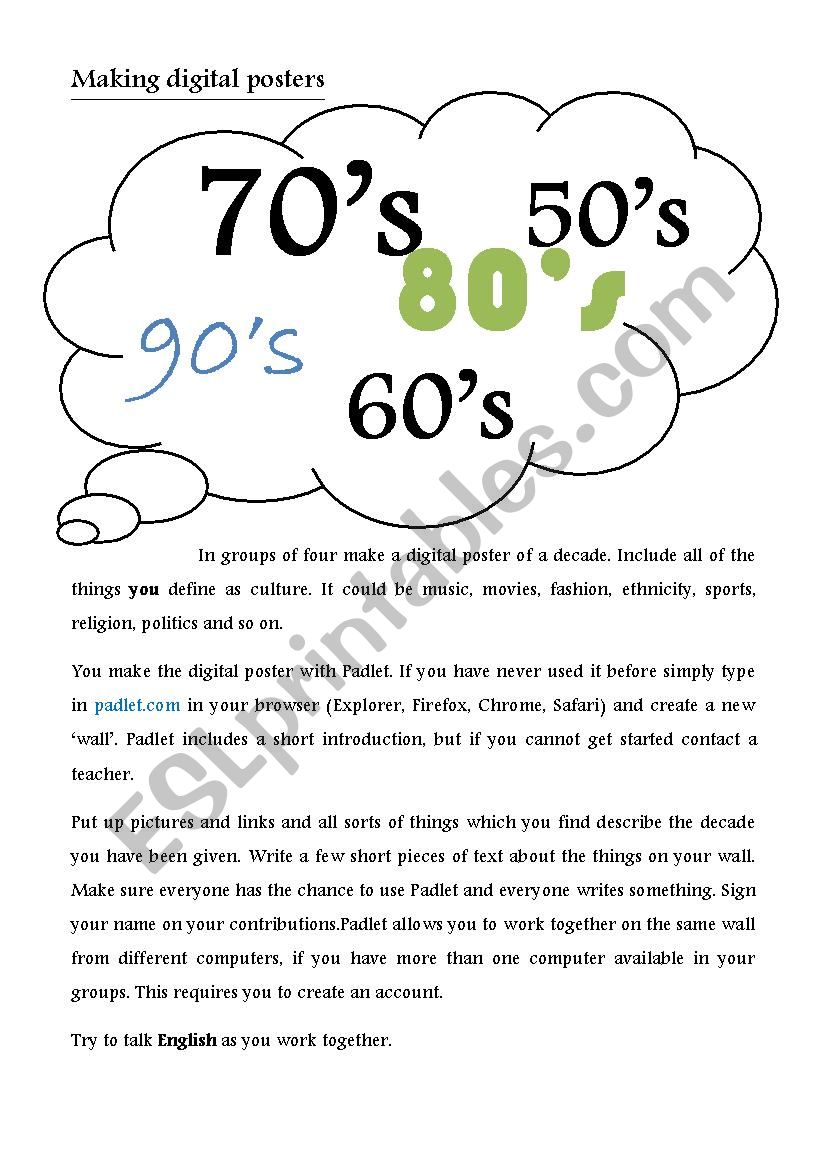 Digital posters worksheet