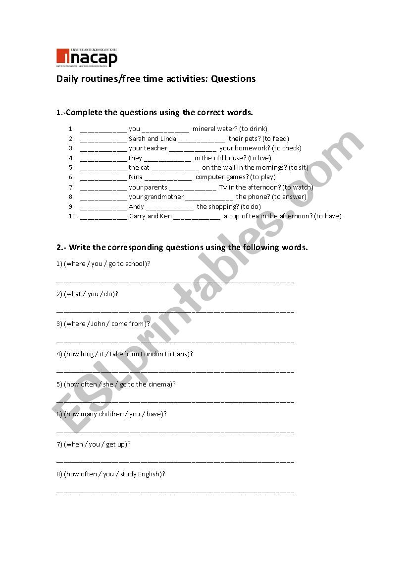 Present simple - questions worksheet