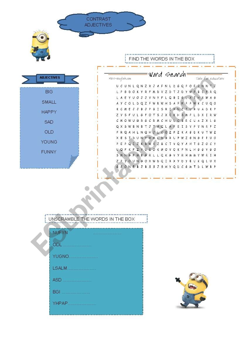 CONTRAST ADJECTIVES worksheet