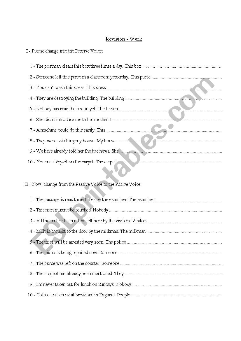  passive voice worksheet