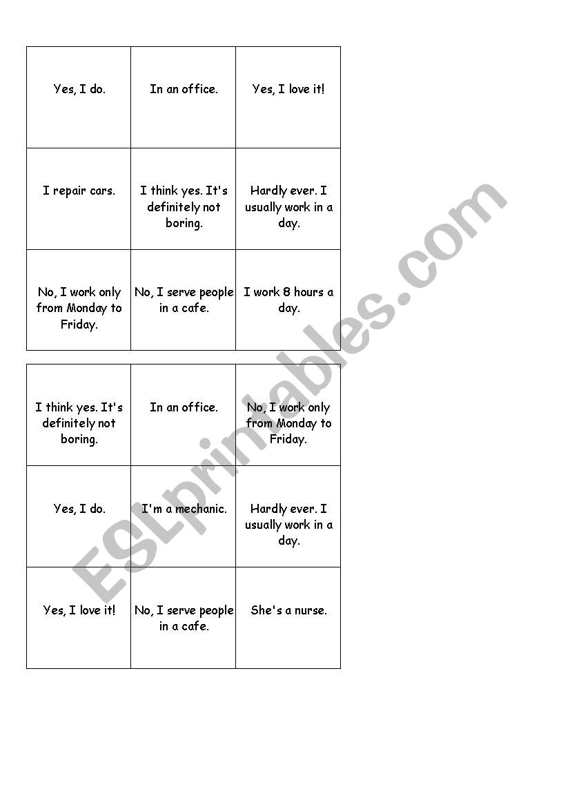 Bingo- jobs- questions and answers