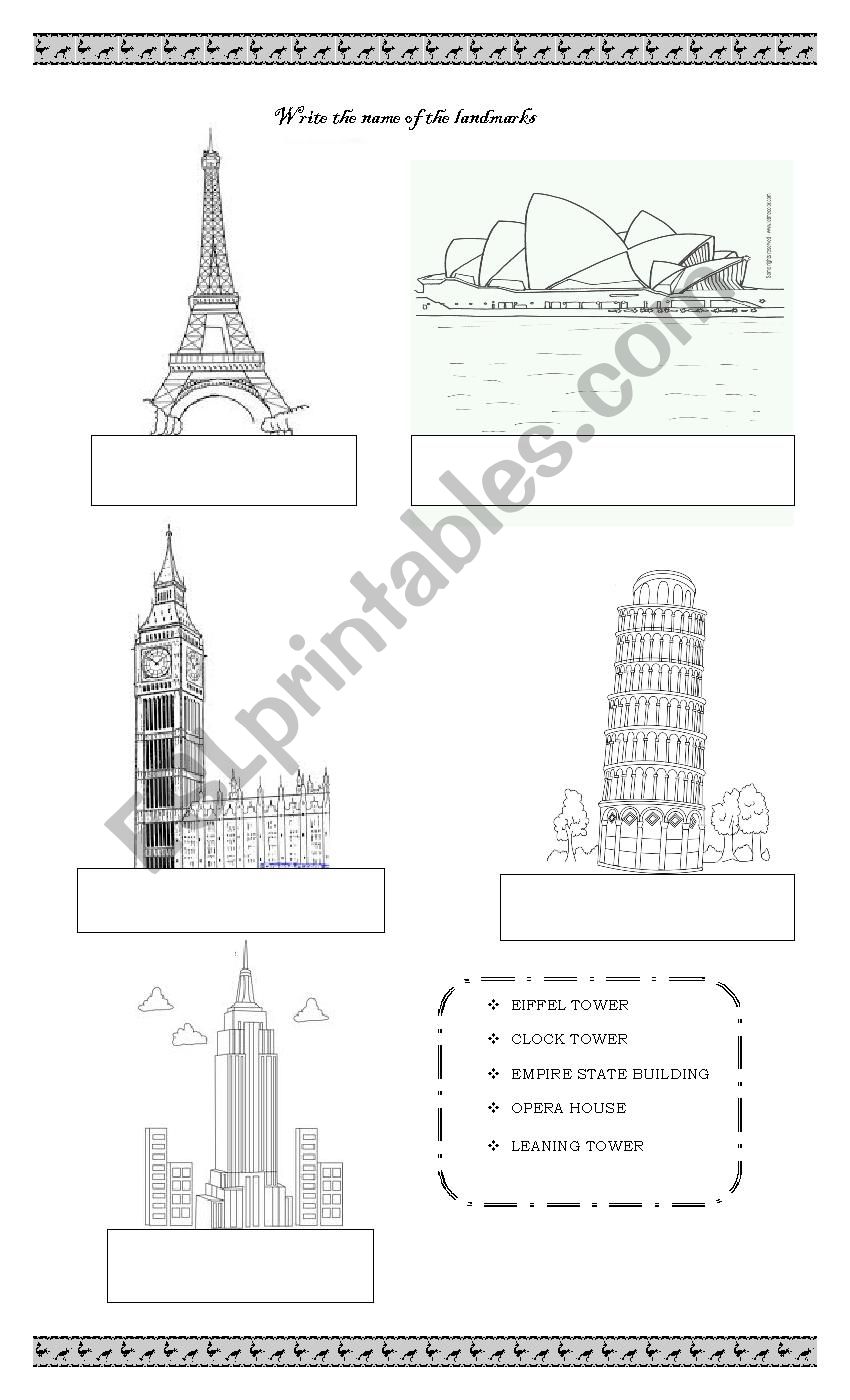 landmarks worksheet