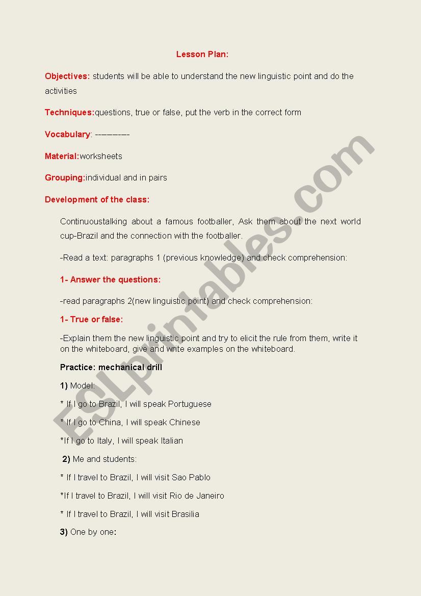 If senteces( lesson plan , text and worksheet)