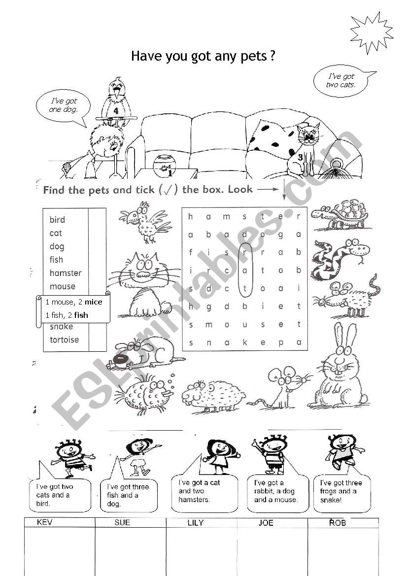 Have you got any pets? worksheet