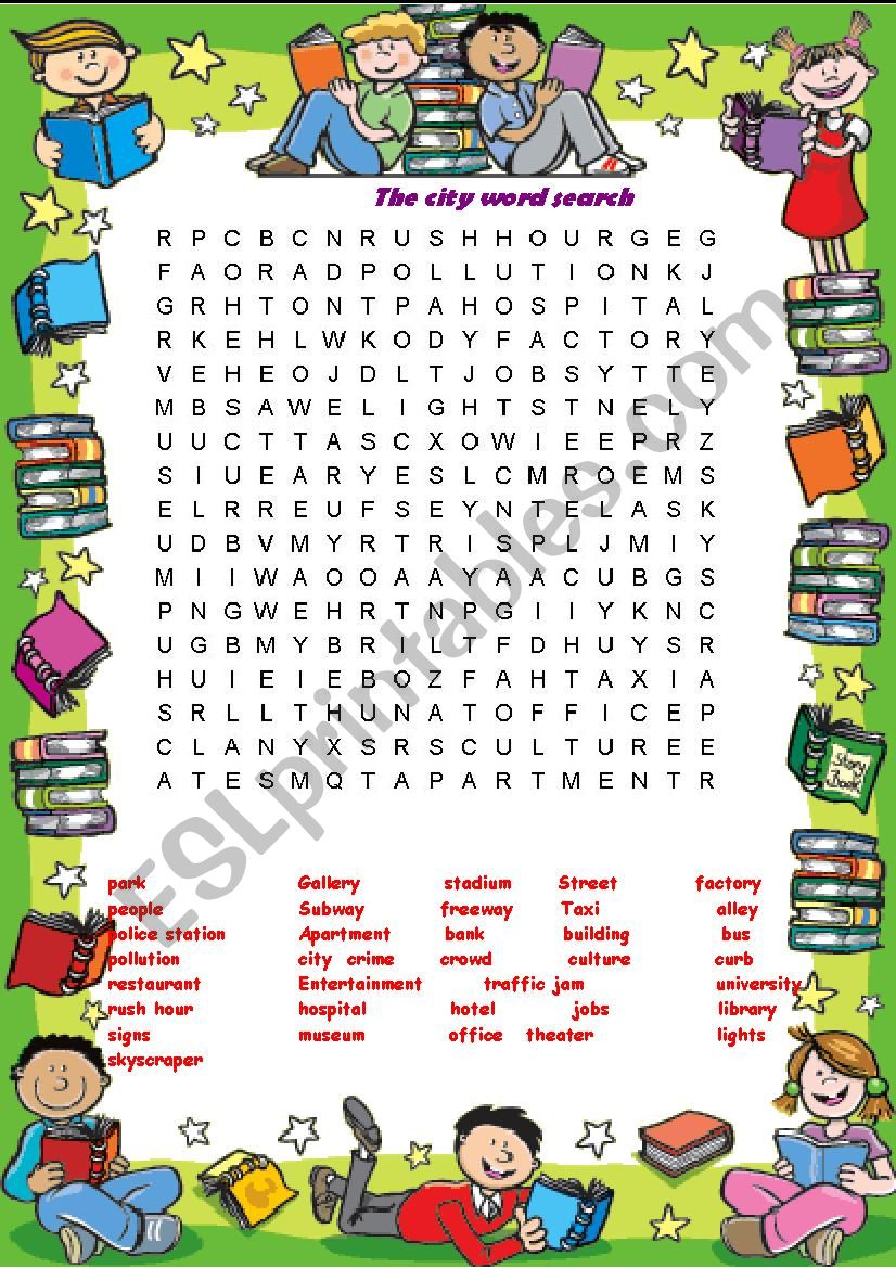 City Word Search worksheet