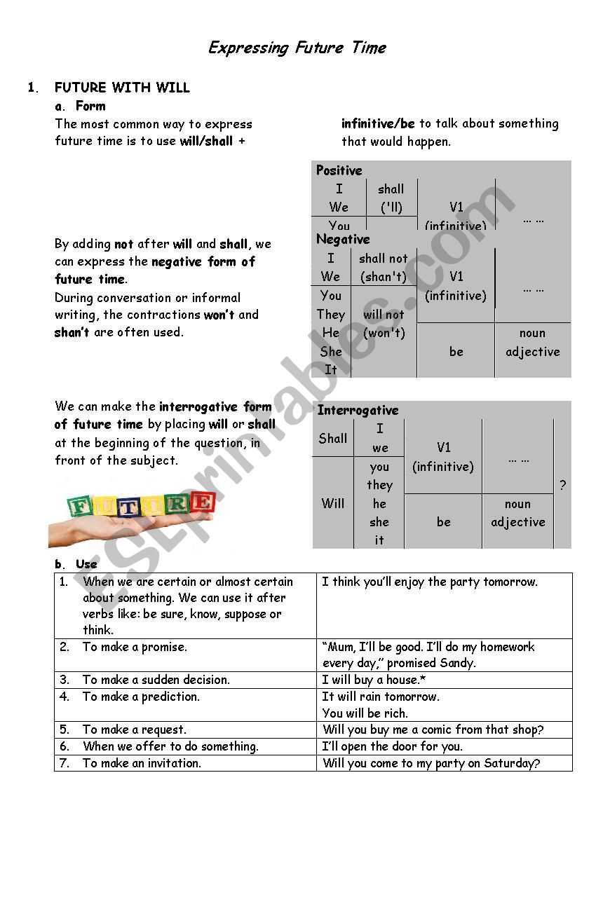 Expressing FutureTime worksheet