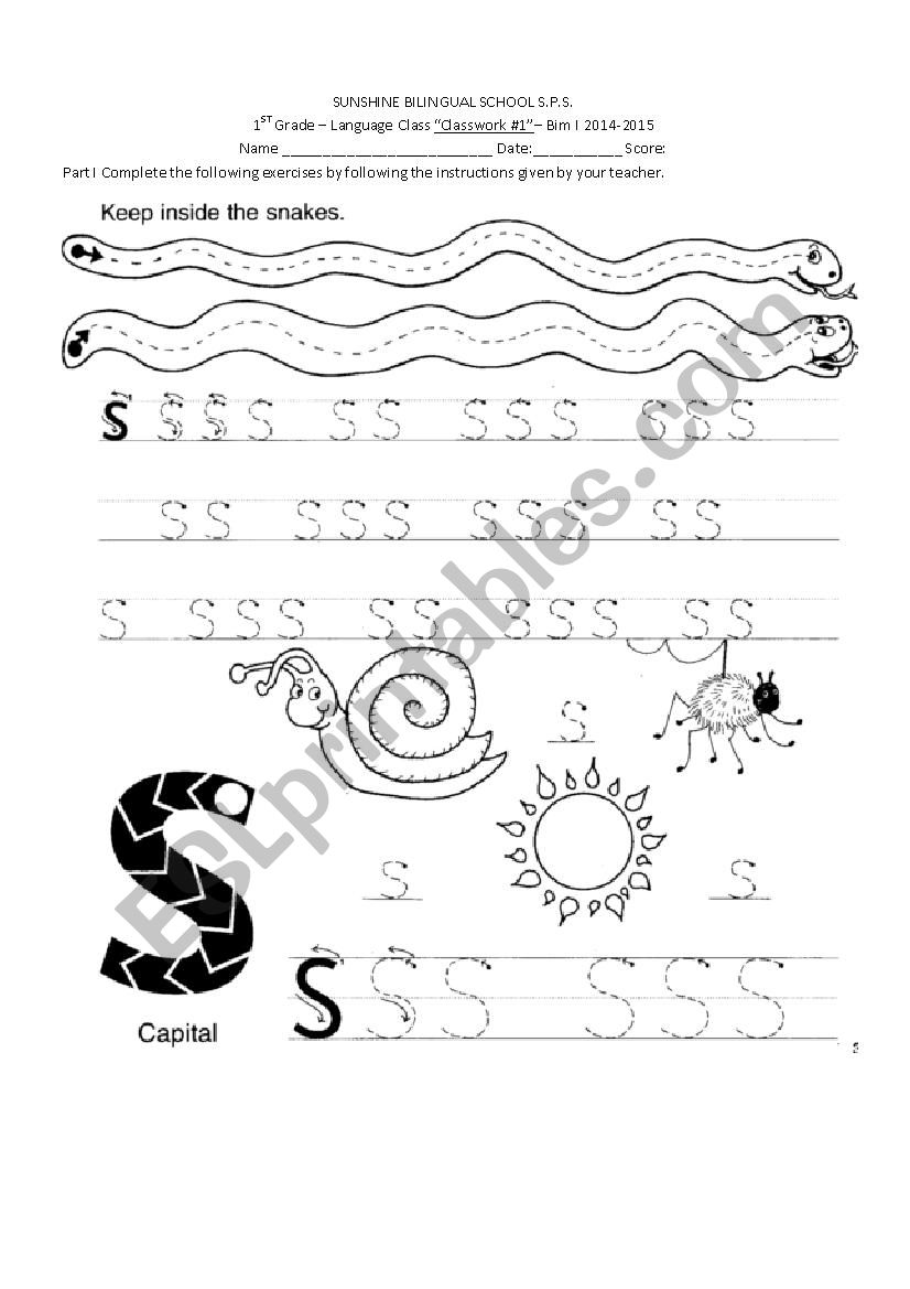 Phonics Sounds S & A  worksheet