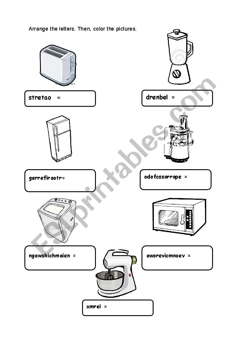  Kitchen Appliances for Kids  worksheet