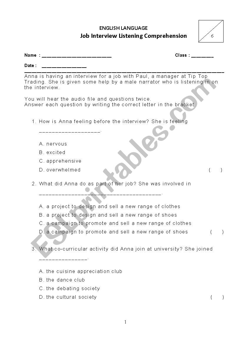 job-interview-listening-comprehension-esl-worksheet-by-soulsensei