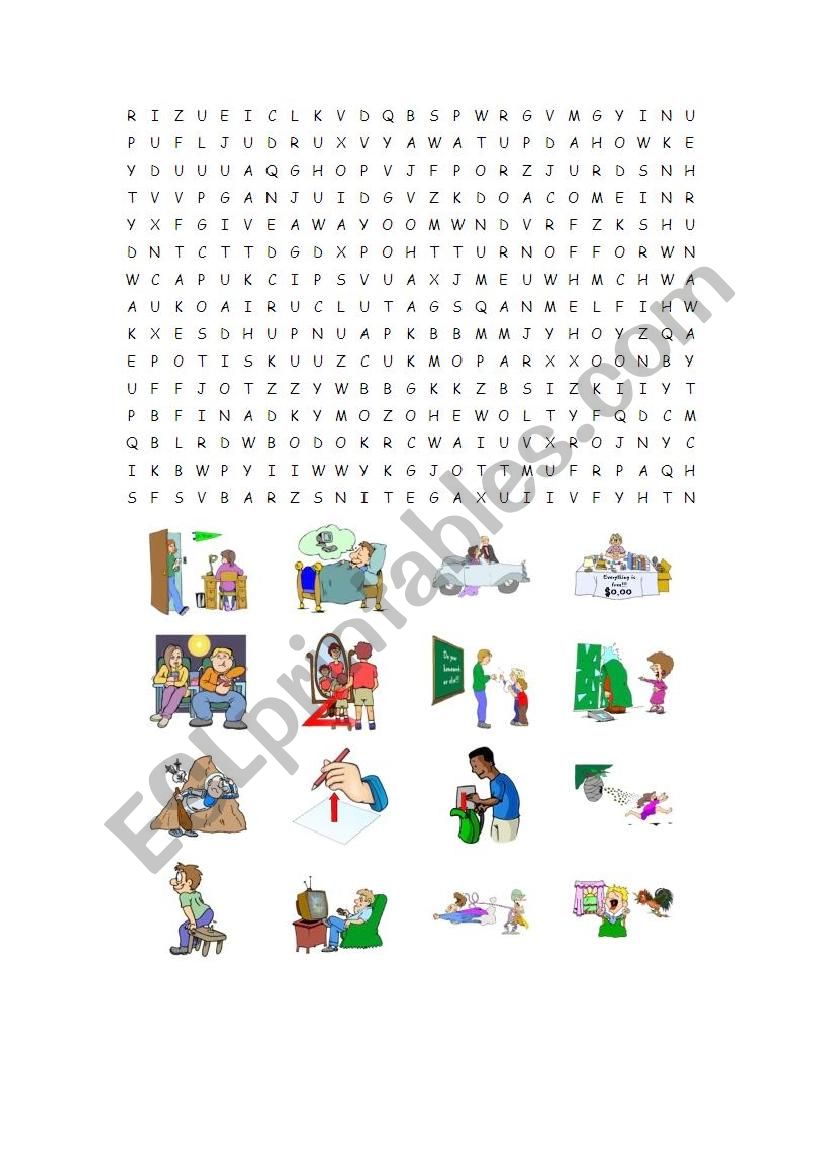 Word Search - Phrasal verbs! worksheet