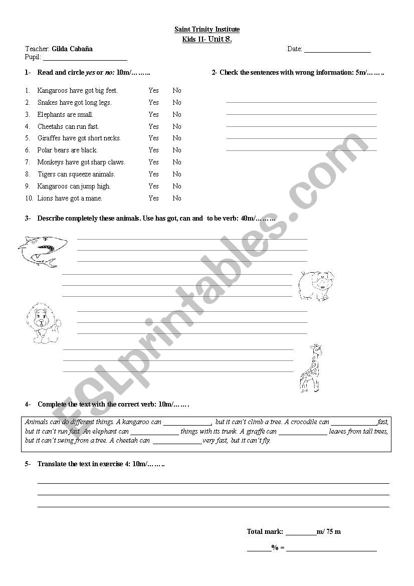 BACKPACK 2. TEST UNIT 8 worksheet