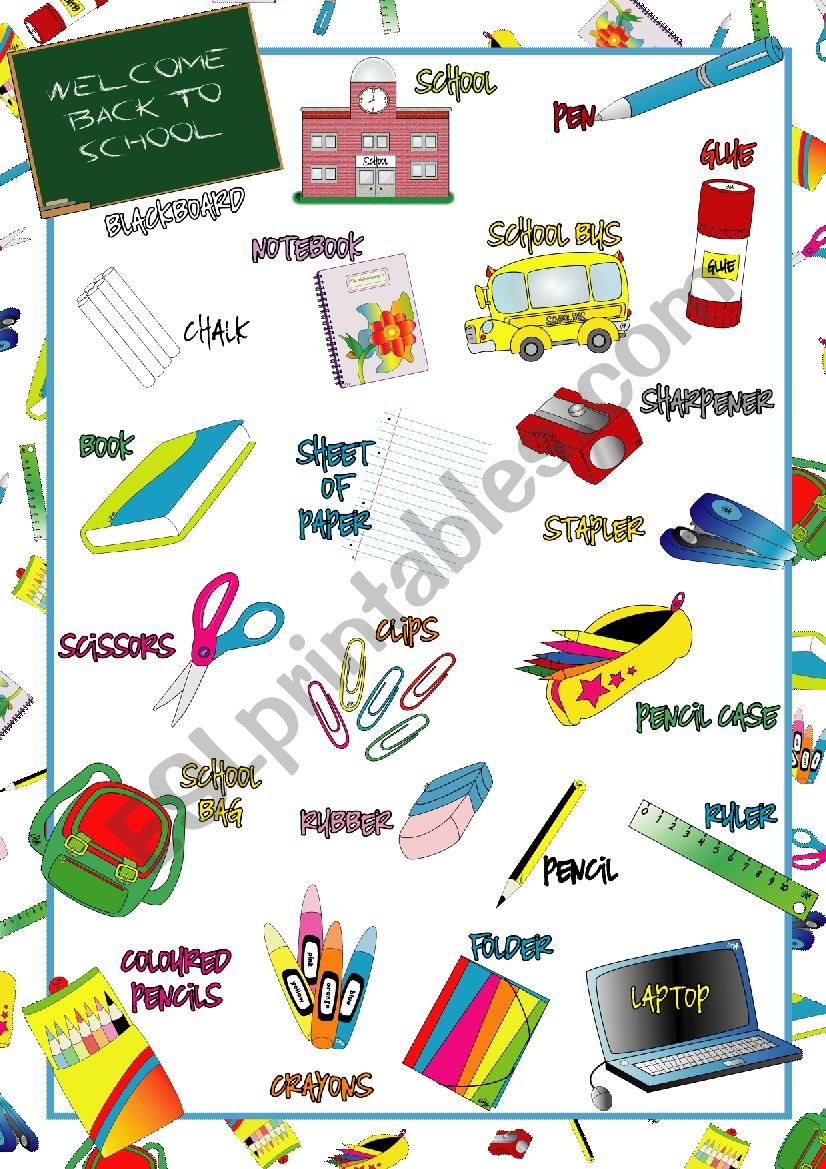 School Items POSTER worksheet