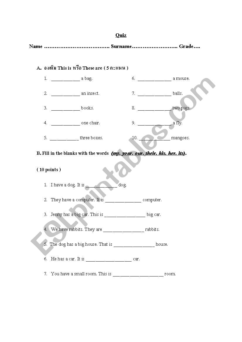 Grammar worksheet