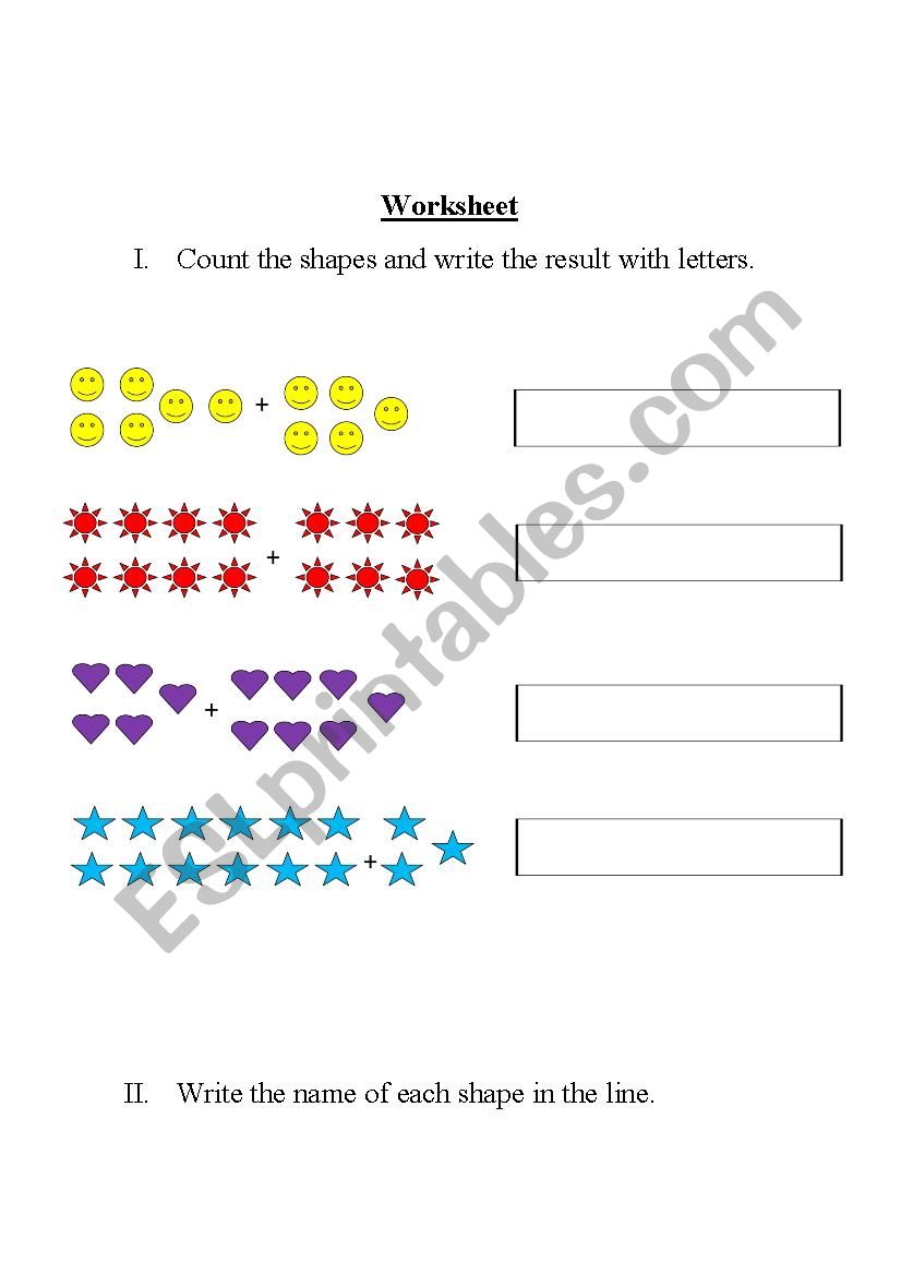 Numbers and Shapes worksheet