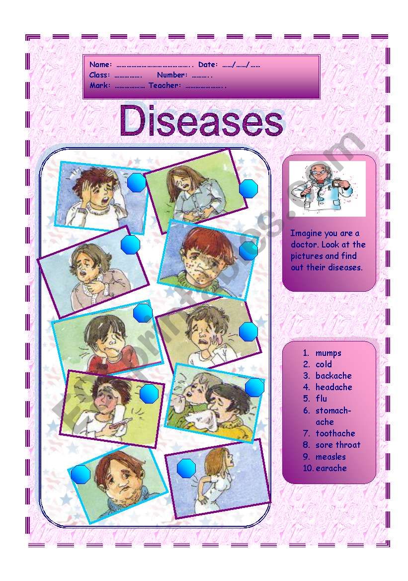 Diseases worksheet