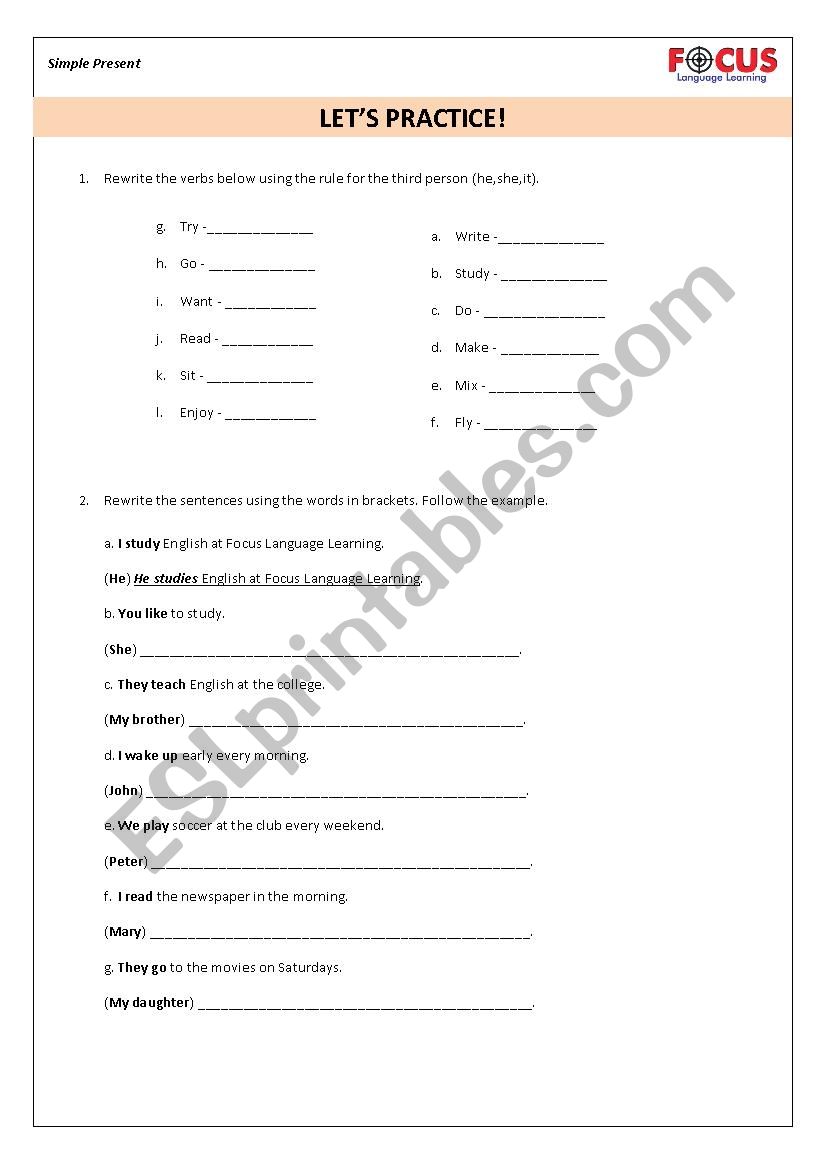 Present Simple worksheet