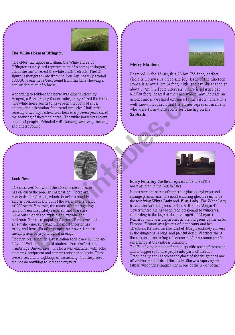 Mysteries in England worksheet