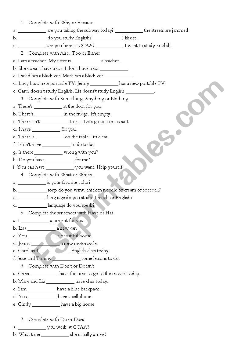 Basic Exercises worksheet