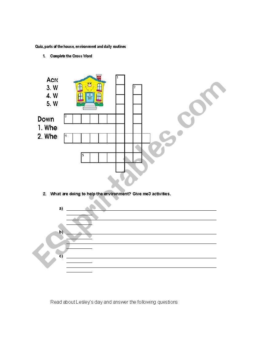 Quiz worksheet