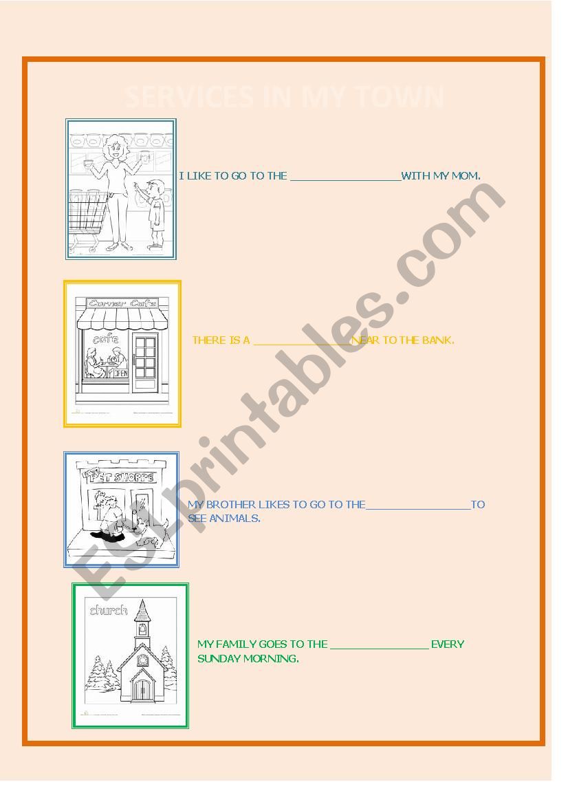 SERVICES IN MY TOWM worksheet