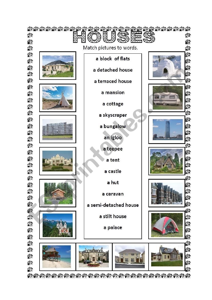 Houses worksheet