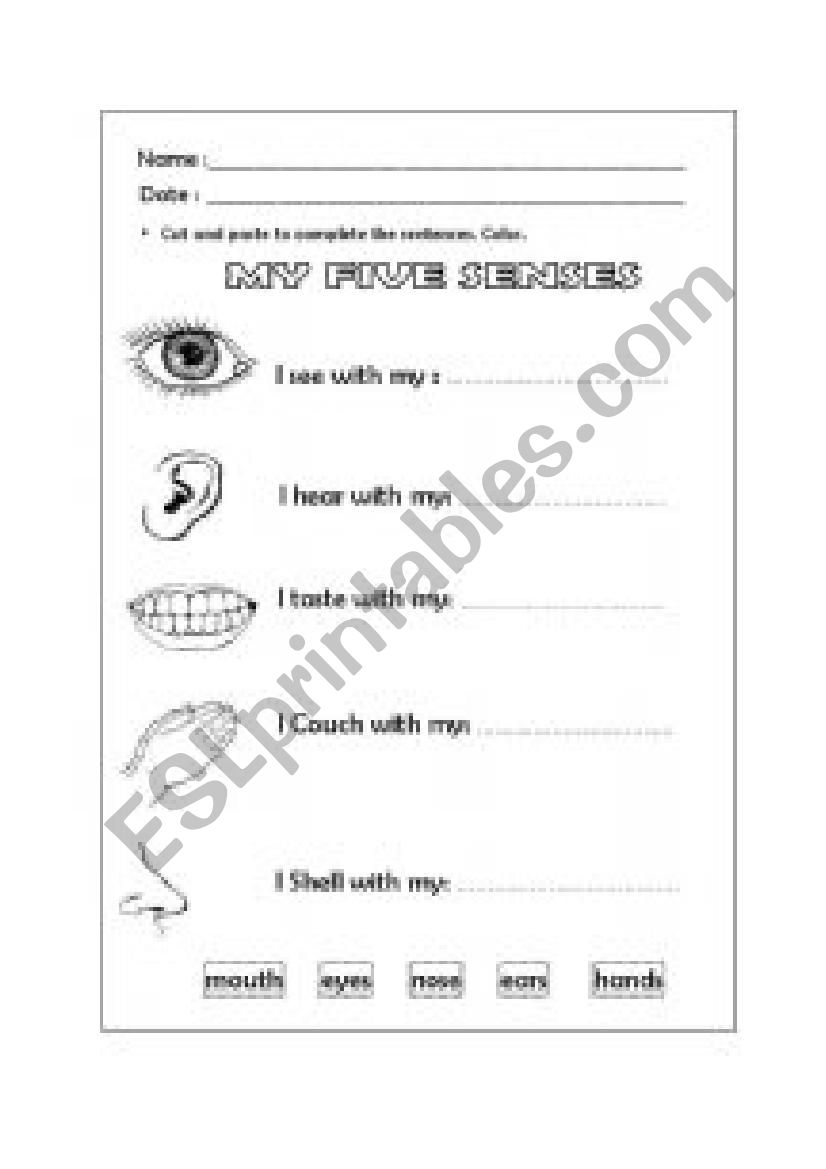 Body Parts worksheet