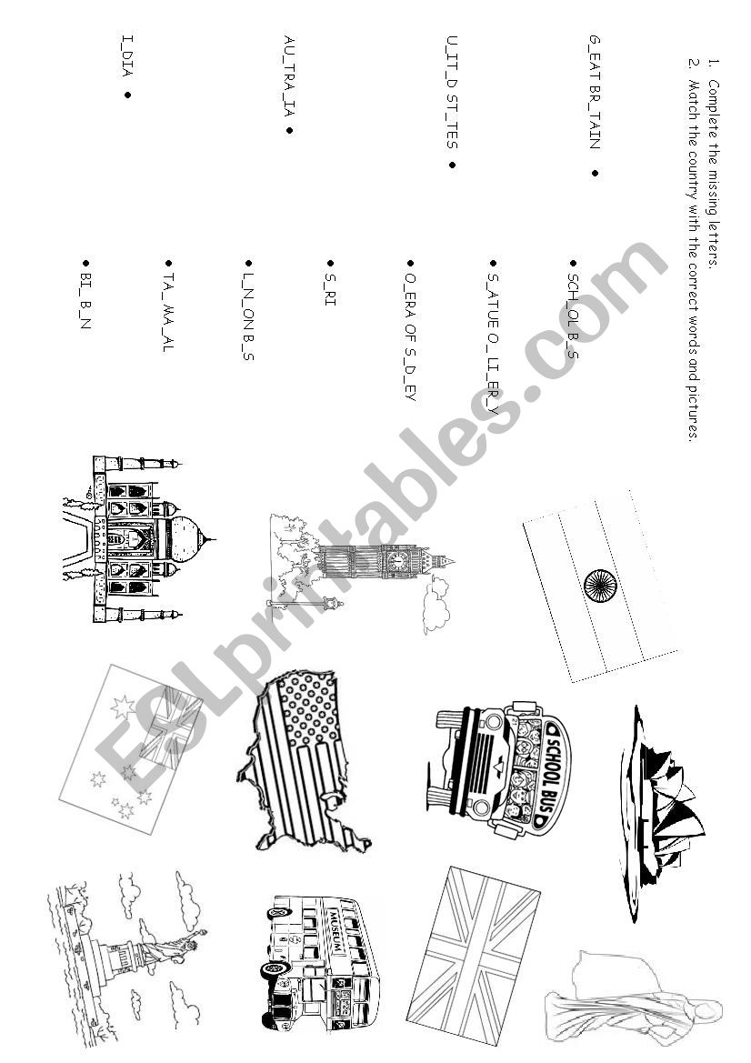 countries & monuments worksheet