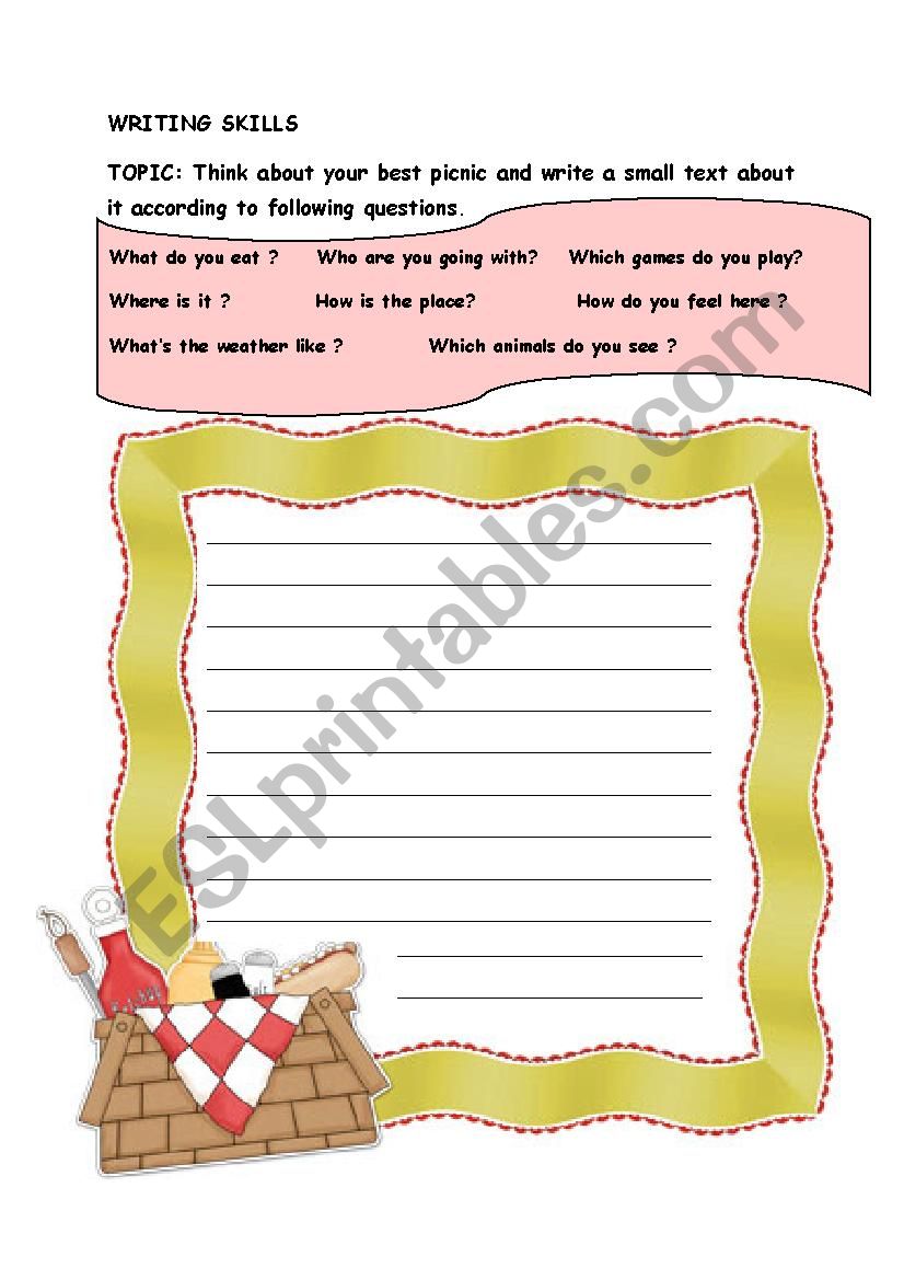 writing about picnic worksheet