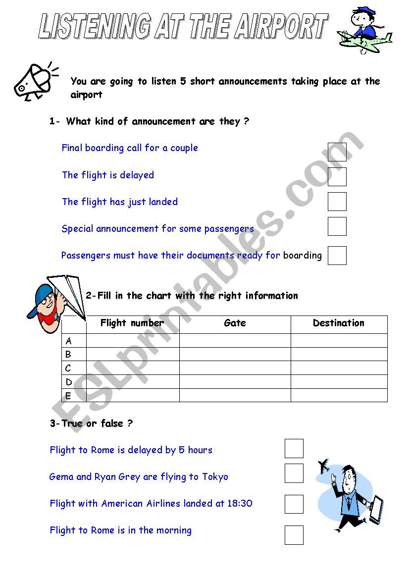 At the airport  worksheet