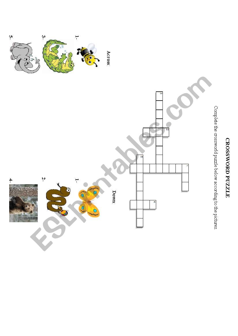 Crossword puzzle - ANIMALS worksheet