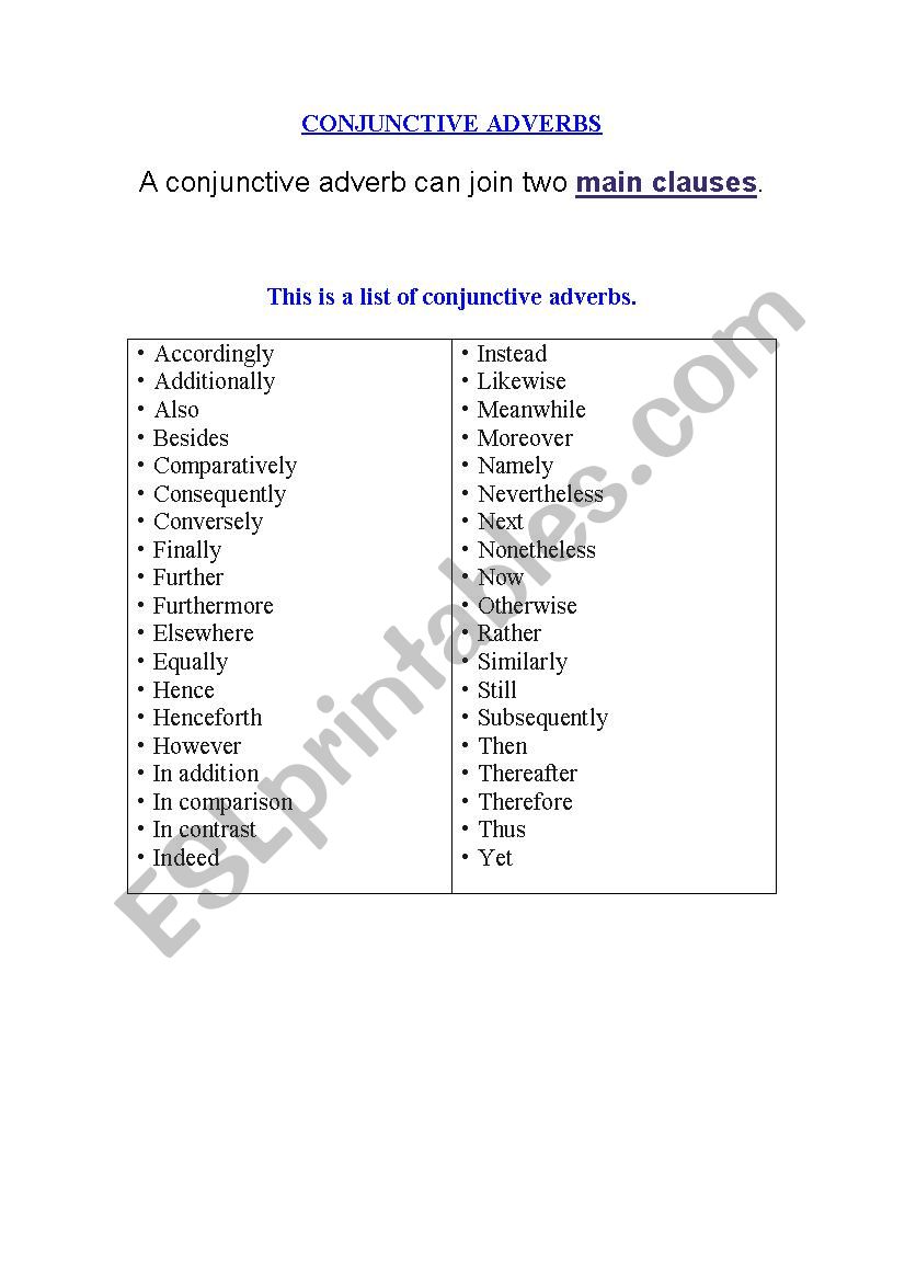 conjunctive-adverbs-esl-worksheet-by-soumaya1991