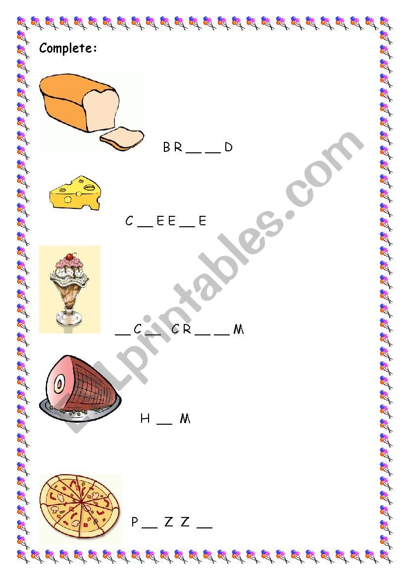 Food worksheet